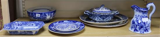 A collection of blue and white ceramics